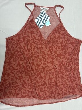 Market & Spruce Rust Floral Wrap Halter Tank